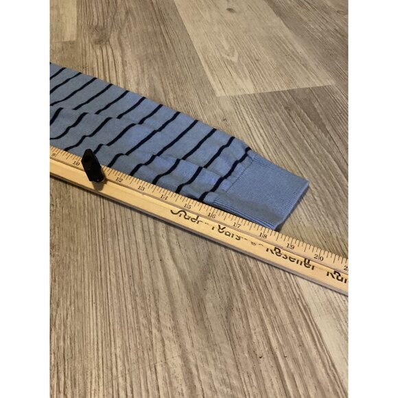 Chaps Mens Large Blue Black Striped Quarter-Zip Pullover Sweater - Picture 6 of 7